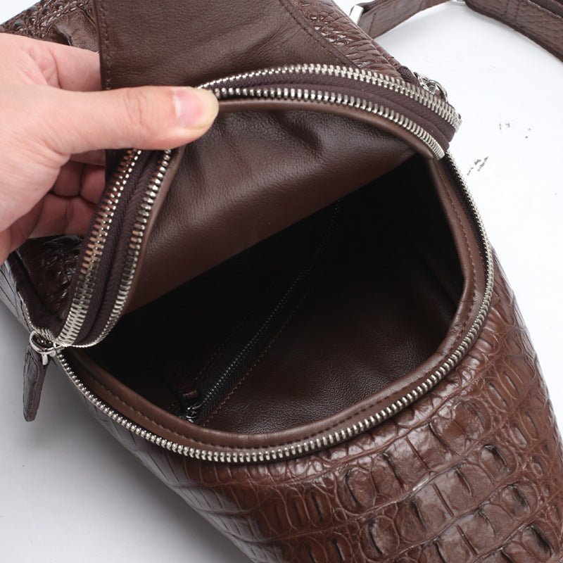 Sac poitrine en cuir pour homme - bandoulière décontractée, grand format noirs. - IVOIRART.COM