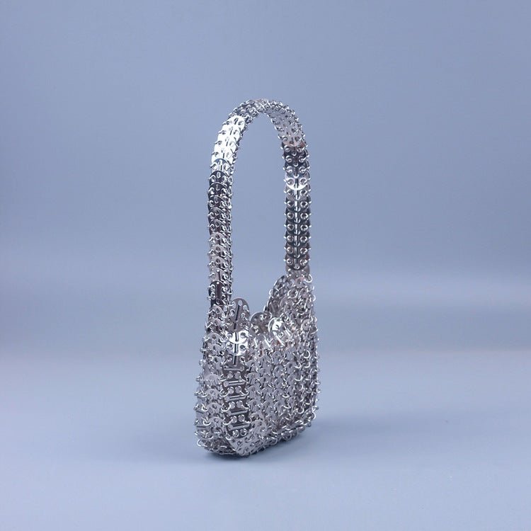 Sac Portable Argenté à Paillettes Fait Main avec Texture de Haute Qualité - IVOIRART.COM