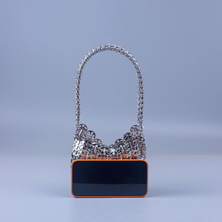 Sac Portable Argenté à Paillettes Fait Main avec Texture de Haute Qualité - IVOIRART.COM