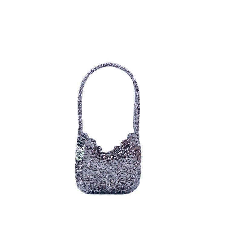 Sac Portable Argenté à Paillettes Fait Main avec Texture de Haute Qualité - IVOIRART.COM