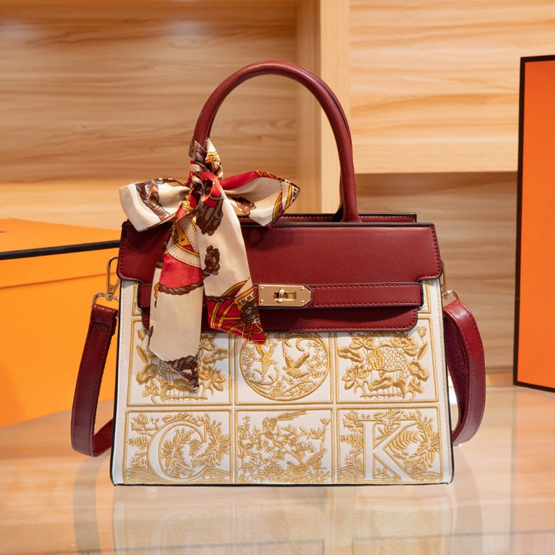 Sac Rare Brodé Style Chinois pour Femme – Élégance Rouge et Design Urbain - IVOIRART.COM