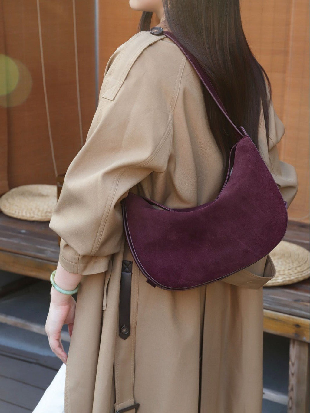 Sac rétro en cuir véritable nubuck pour femme, bandoulière versatile automne2025 - IVOIRART.COM