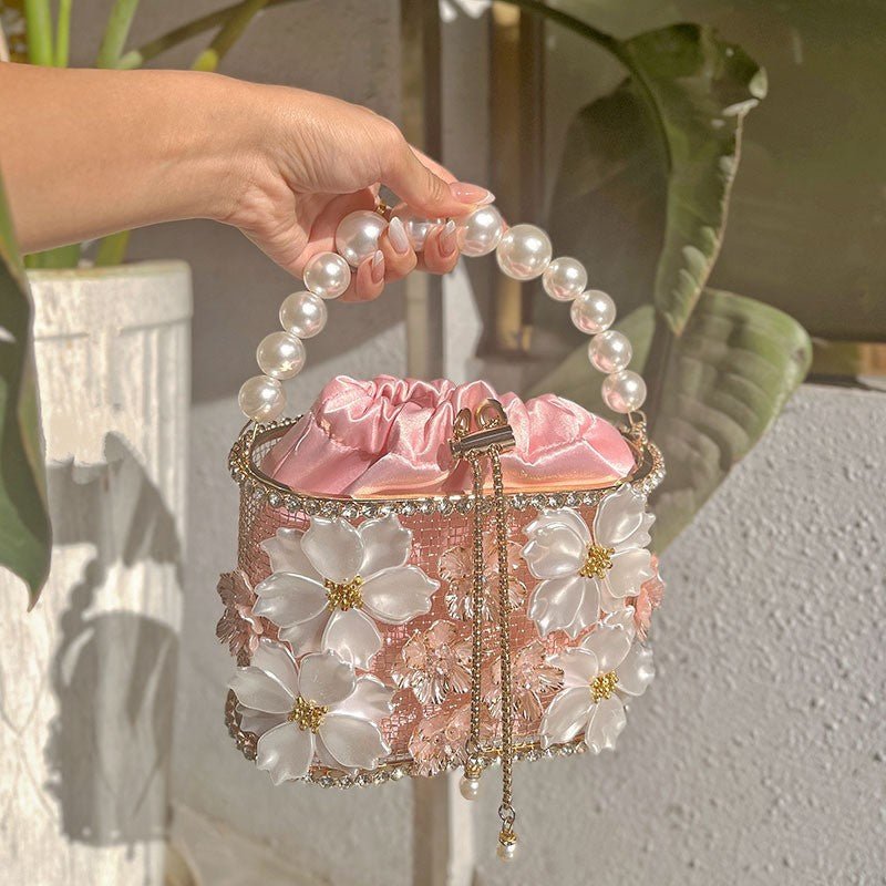 Sac seau rétro tournesol cage à oiseaux fait main élégance vintage chic - IVOIRART.COM
