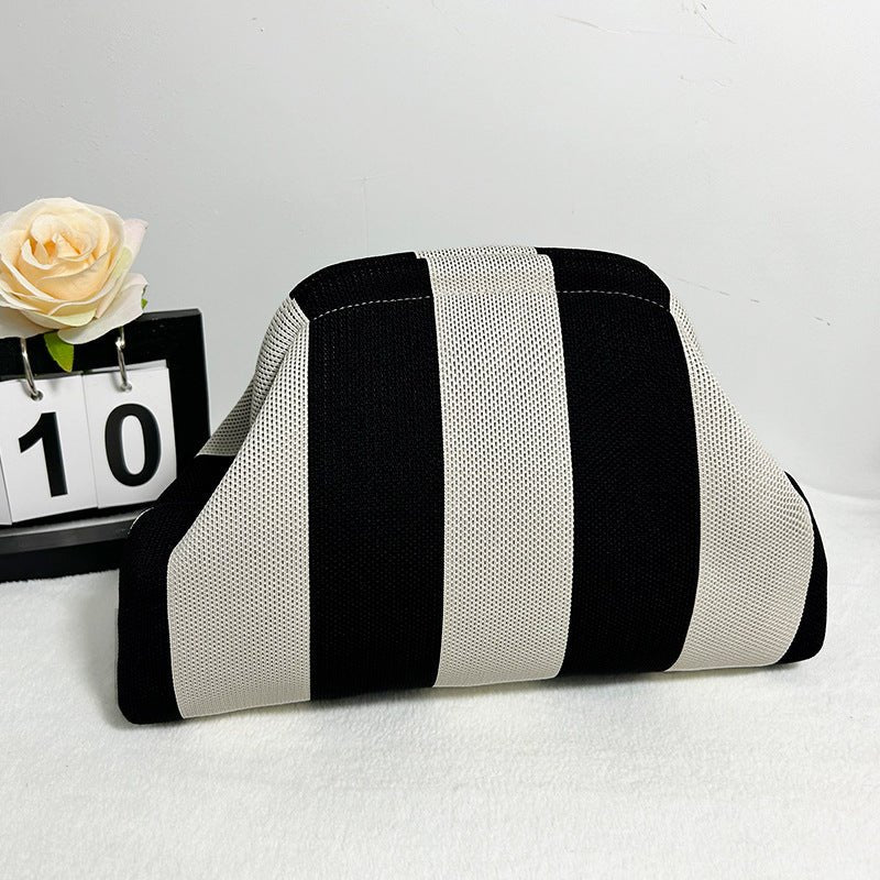 Sac Tricoté Femme à Rayures - Pochette Élégante Sans Bandoulière, 30x22x9 cm - IVOIRART.COM