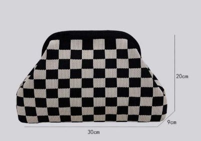 Sac Tricoté Femme à Rayures - Pochette Élégante Sans Bandoulière, 30x22x9 cm - IVOIRART.COM