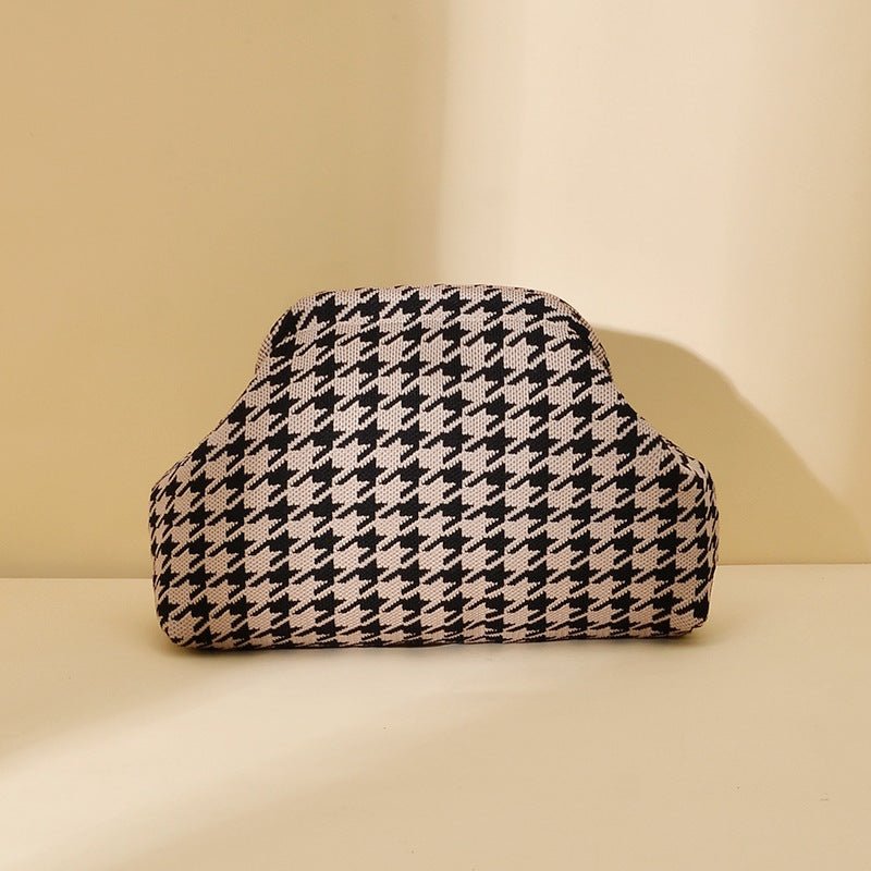 Sac Tricoté Femme à Rayures - Pochette Élégante Sans Bandoulière, 30x22x9 cm - IVOIRART.COM