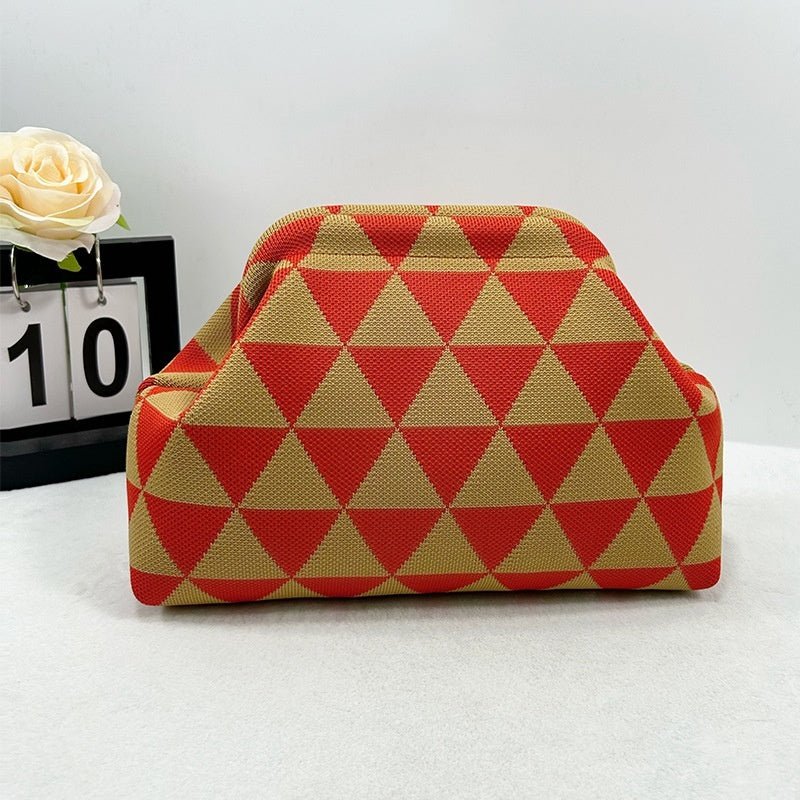 Sac Tricoté Femme à Rayures - Pochette Élégante Sans Bandoulière, 30x22x9 cm - IVOIRART.COM