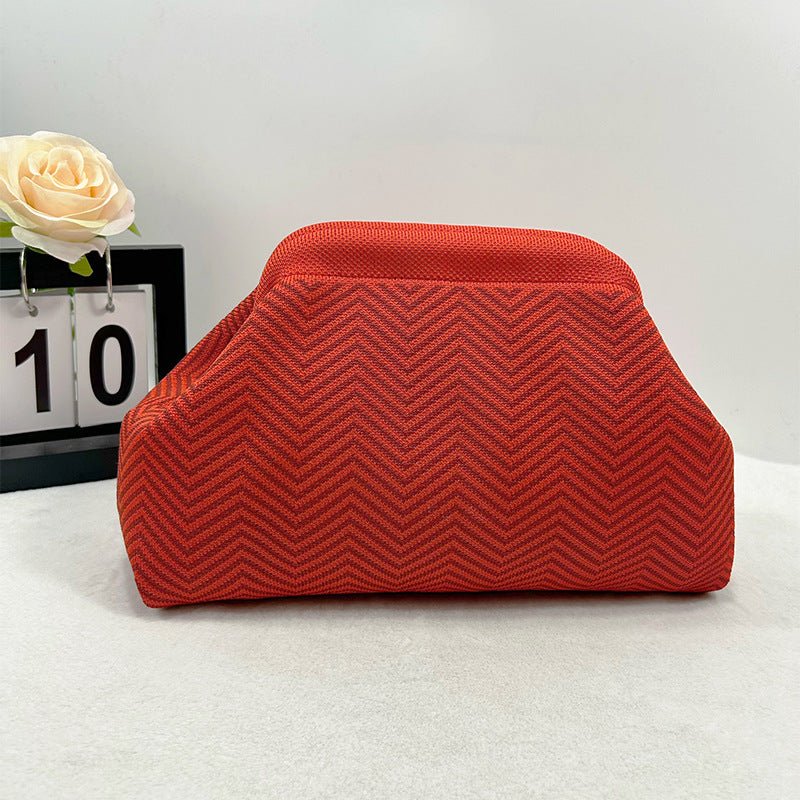 Sac Tricoté Femme à Rayures - Pochette Élégante Sans Bandoulière, 30x22x9 cm - IVOIRART.COM