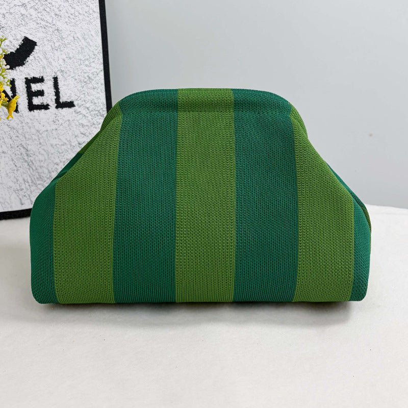 Sac Tricoté Femme à Rayures - Pochette Élégante Sans Bandoulière, 30x22x9 cm - IVOIRART.COM