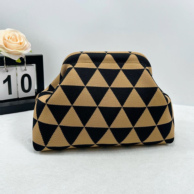 Sac Tricoté Femme à Rayures - Pochette Élégante Sans Bandoulière, 30x22x9 cm - IVOIRART.COM