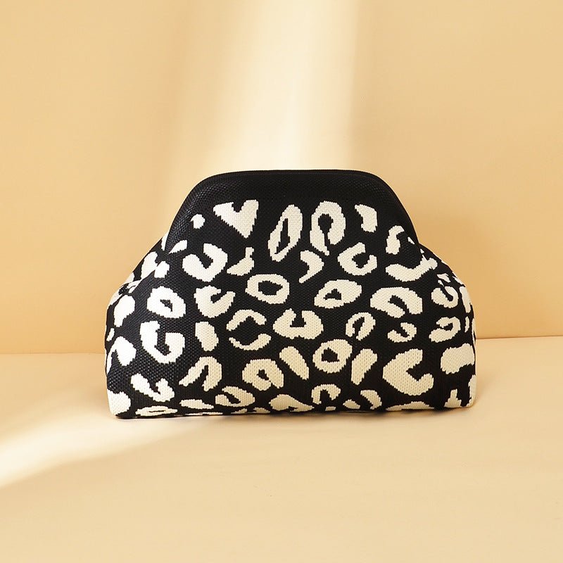 Sac Tricoté Femme à Rayures - Pochette Élégante Sans Bandoulière, 30x22x9 cm - IVOIRART.COM