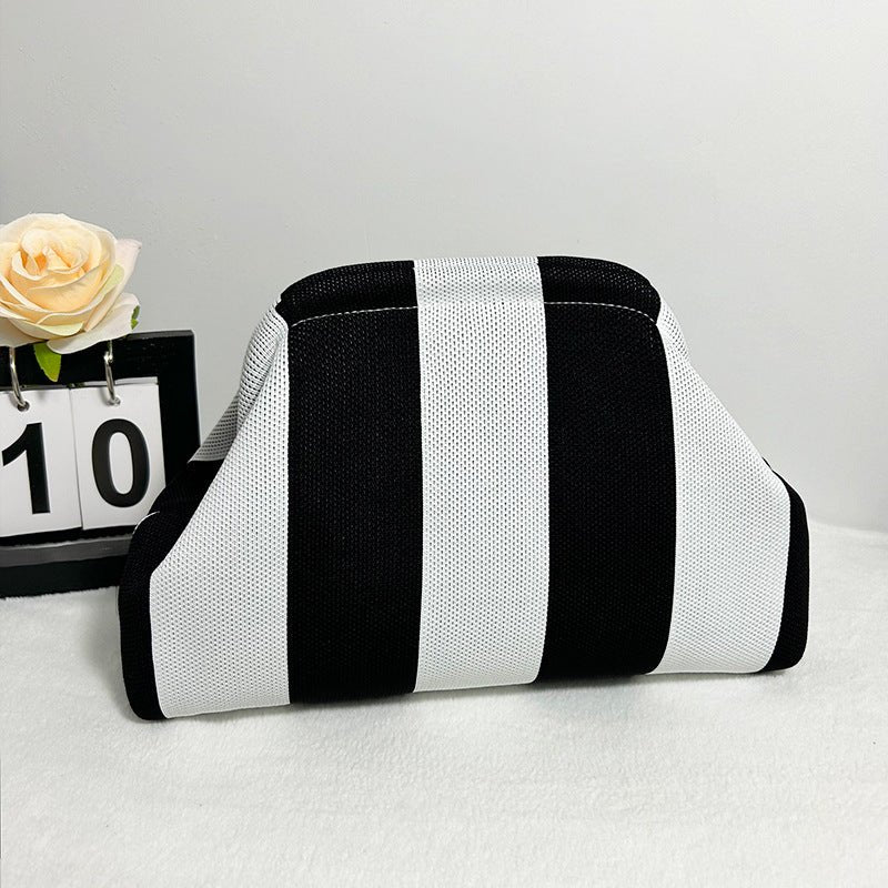 Sac Tricoté Femme à Rayures - Pochette Élégante Sans Bandoulière, 30x22x9 cm - IVOIRART.COM