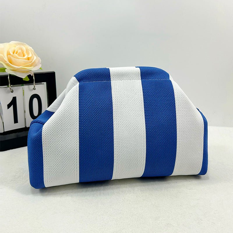 Sac Tricoté Femme à Rayures - Pochette Élégante Sans Bandoulière, 30x22x9 cm - IVOIRART.COM