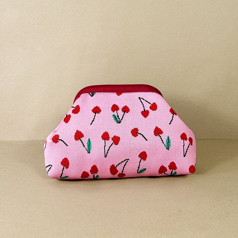 Sac Tricoté Femme à Rayures - Pochette Élégante Sans Bandoulière, 30x22x9 cm - IVOIRART.COM