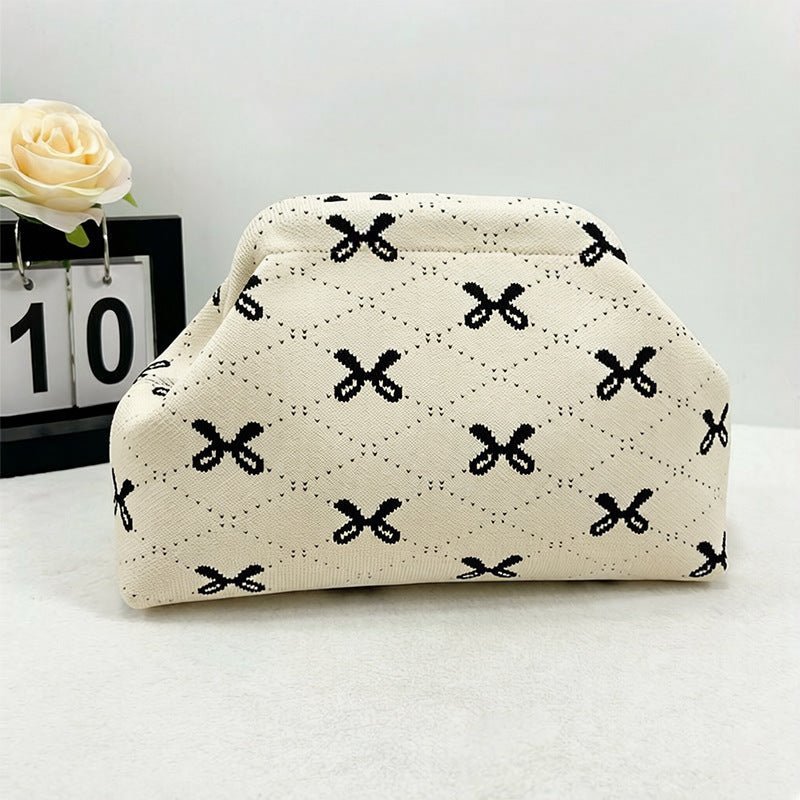 Sac Tricoté Femme à Rayures - Pochette Élégante Sans Bandoulière, 30x22x9 cm - IVOIRART.COM