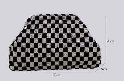 Sac Tricoté Femme à Rayures - Pochette Élégante Sans Bandoulière, 30x22x9 cm - IVOIRART.COM