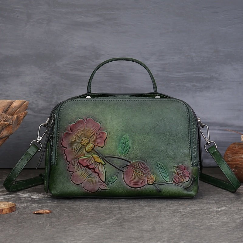 Sac Vintage en Cuir de Vachette avec Détails Embossés et Design à Main - IVOIRART.COM