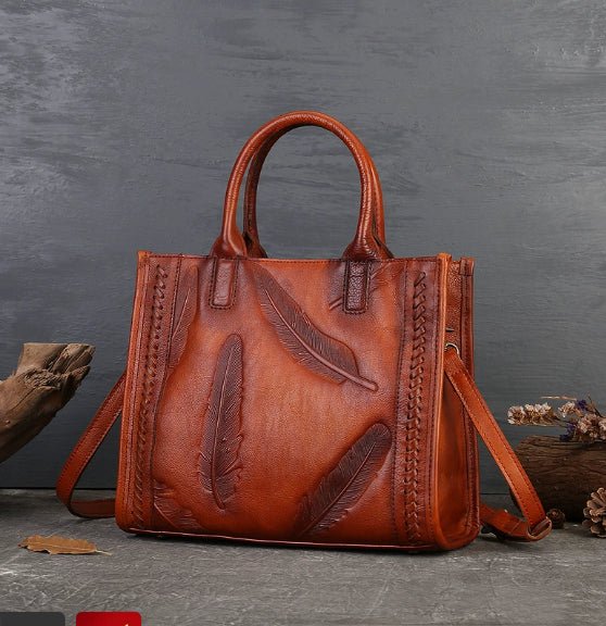 Sac Vintage Petit Carré pour Femmes en Cuir de Vachette Pleine Fleur - IVOIRART.COM