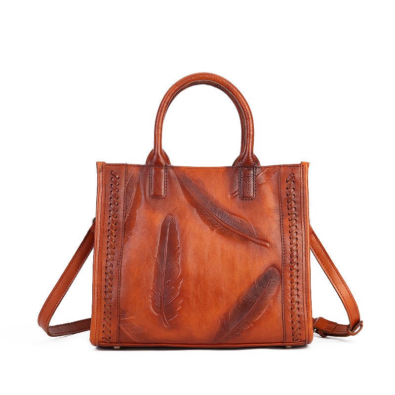 Sac Vintage Petit Carré pour Femmes en Cuir de Vachette Pleine Fleur - IVOIRART.COM
