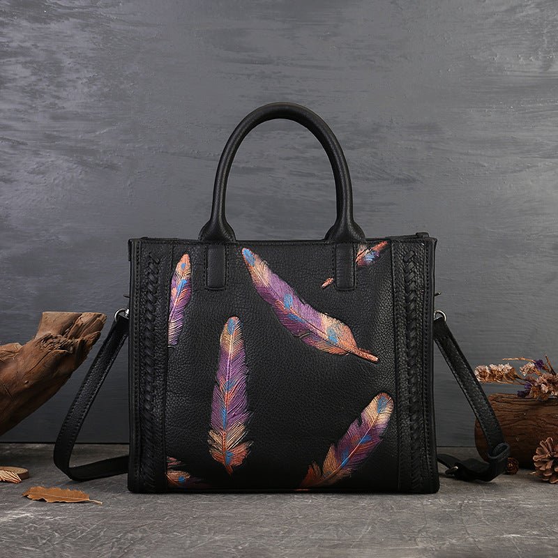Sac Vintage Petit Carré pour Femmes en Cuir de Vachette Pleine Fleur - IVOIRART.COM