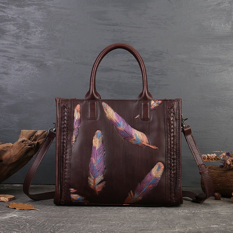 Sac Vintage Petit Carré pour Femmes en Cuir de Vachette Pleine Fleur - IVOIRART.COM