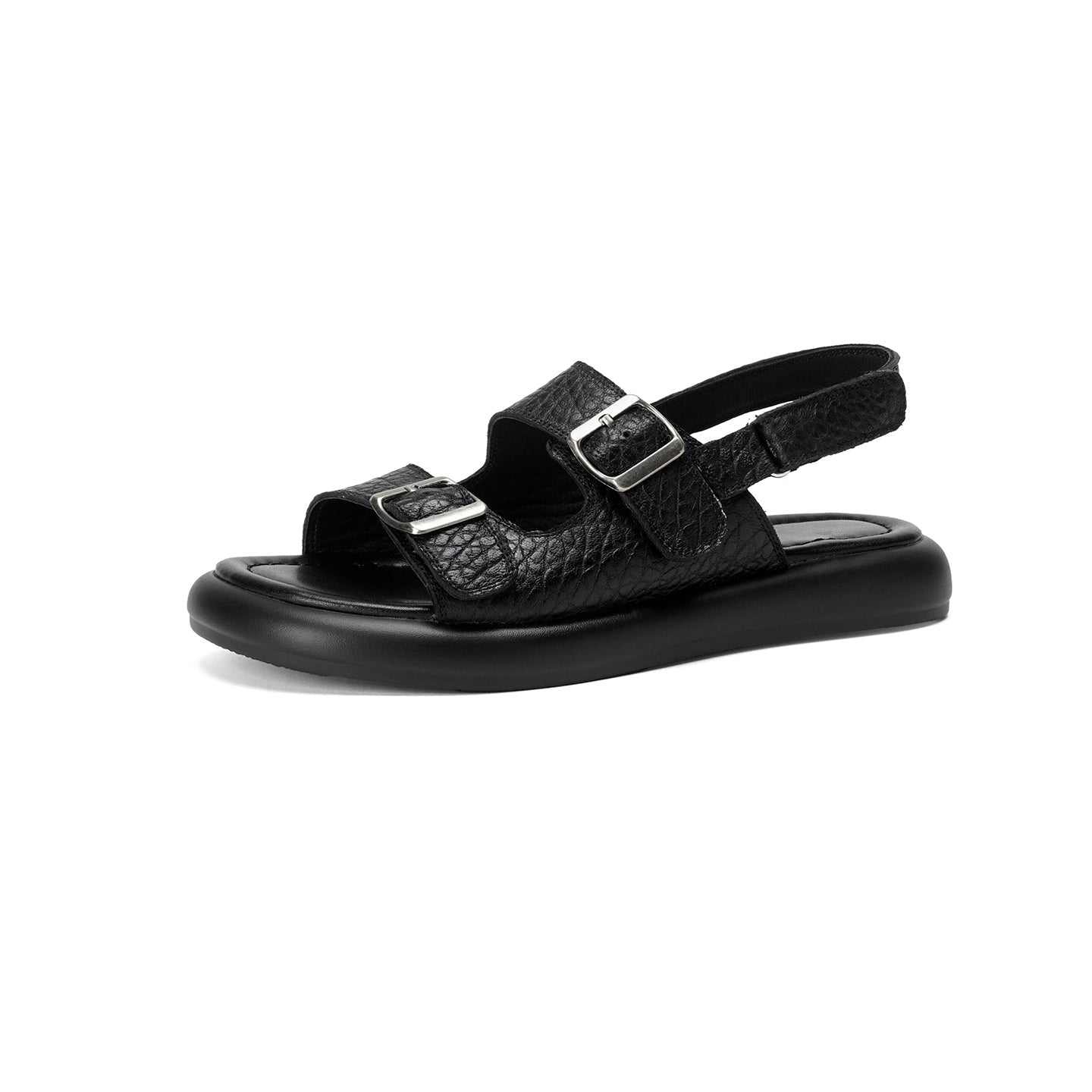 Sandales à plateforme doubles boucles en peau de mouton pleine fleur pour femmes - IVOIRART.COM