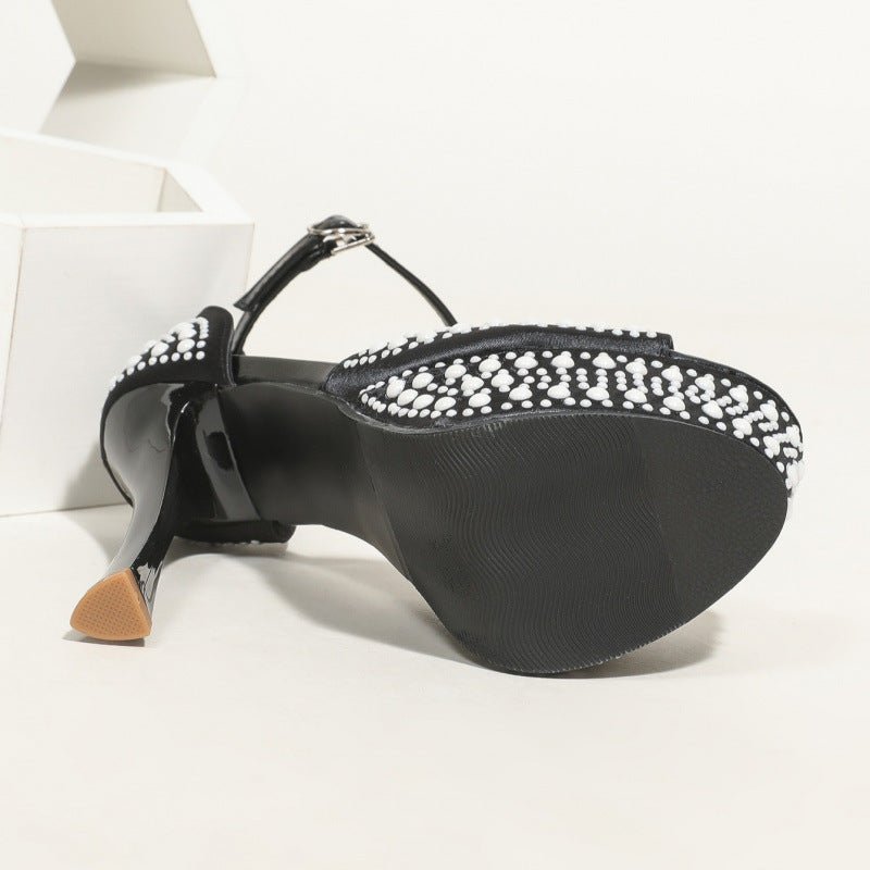 Sandales à Plateforme Imperméables à Brides Perle et Talons Ultra Hauteur - IVOIRART.COM