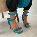 Sandales à talons aiguilles à brides enroulantes, bouts carrés, printemps - IVOIRART.COM