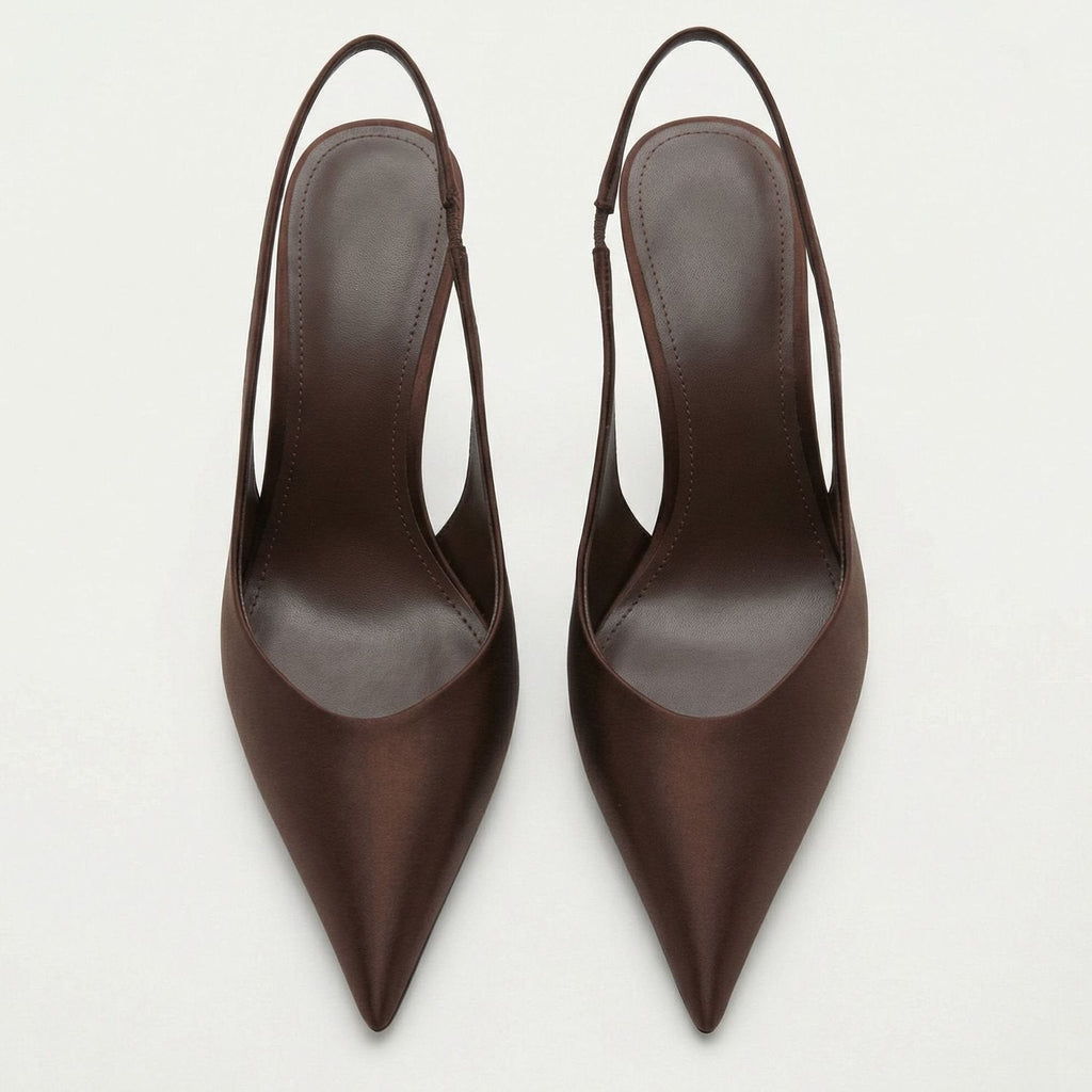Sandales à Talons Aiguilles en Satin Marron pour Allonger les Jambes Élégantes - IVOIRART.COM