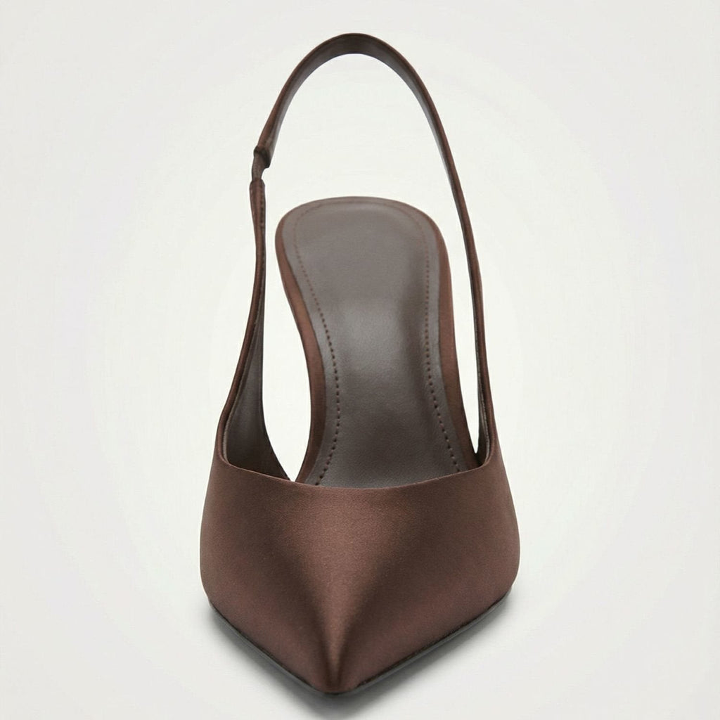 Sandales à Talons Aiguilles en Satin Marron pour Allonger les Jambes Élégantes - IVOIRART.COM