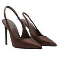 Sandales à Talons Aiguilles en Satin Marron pour Allonger les Jambes Élégantes - IVOIRART.COM