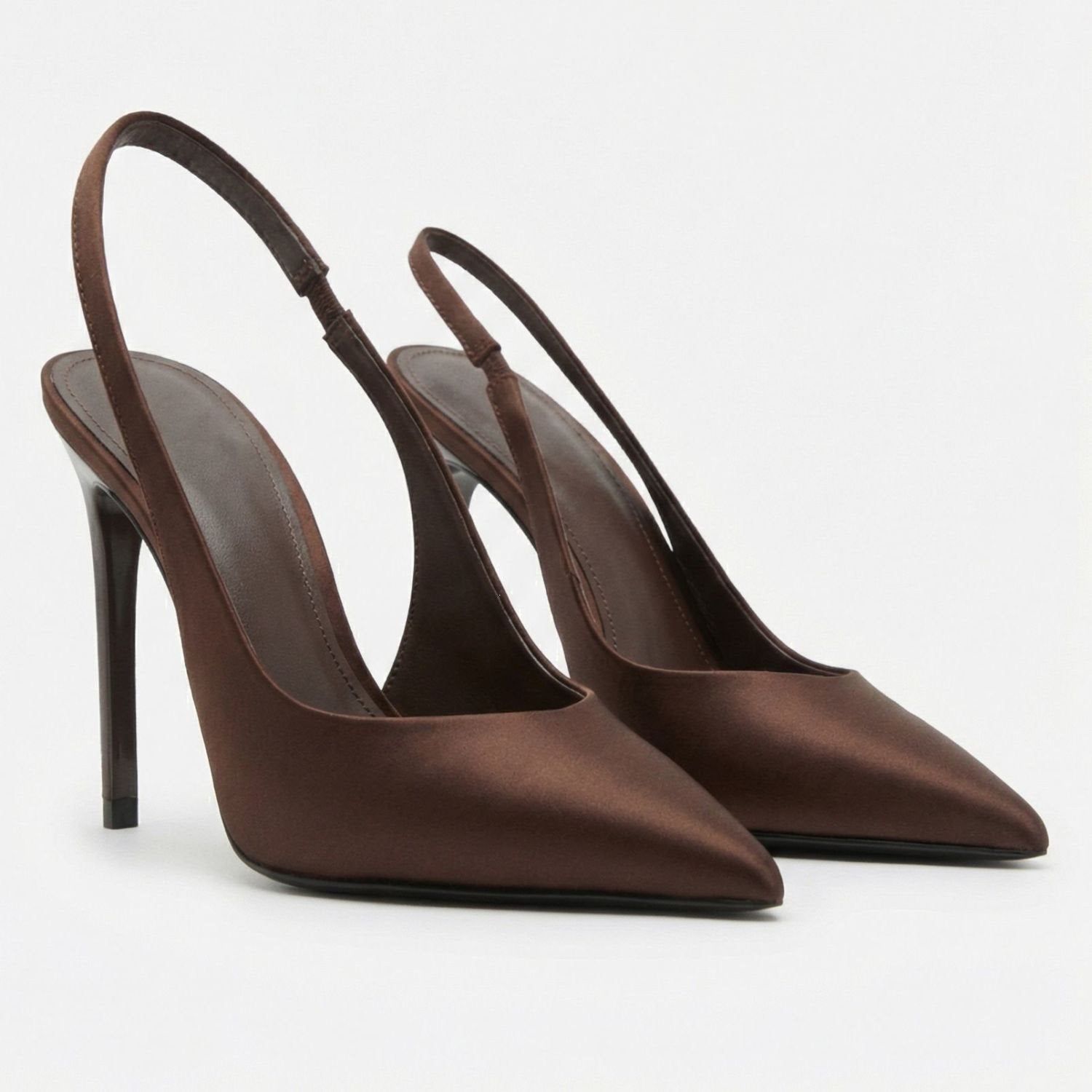 Sandales à Talons Aiguilles en Satin Marron pour Allonger les Jambes Élégantes - IVOIRART.COM
