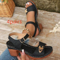 Sandales à talons carrés grandes tailles pour femmes, confortables et décontractées - IVOIRART.COM