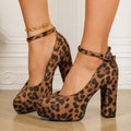 Sandales à talons carrés pour femmes imprimé léopard élégantes et confortables - IVOIRART.COM