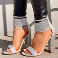 Sandales à Talons Hauts avec Strass et Bout Carré pour Femmes en Printemps et Automne - IVOIRART.COM