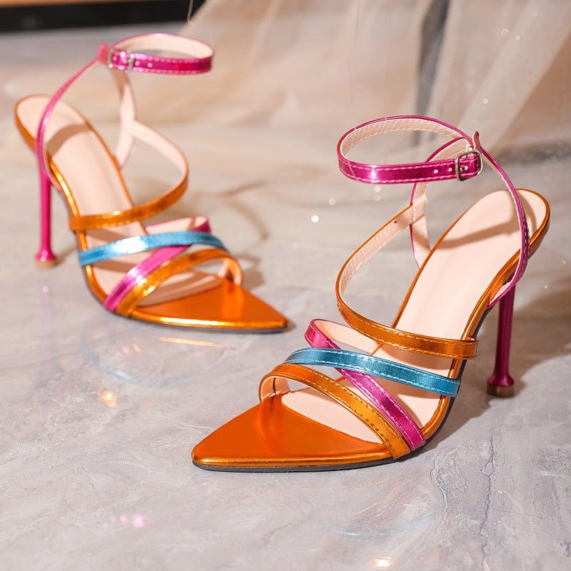 Sandales à Talons Hauts Confortables pour Femmes, Style Urbain Extérieur Orange - IVOIRART.COM