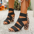 Sandales à talons hauts imprimé léopard pour femmes grande taille élégantes - IVOIRART.COM