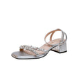 Sandales à talons moyens pour femmes, élégantes, ouvertes, ornées de strass - IVOIRART.COM