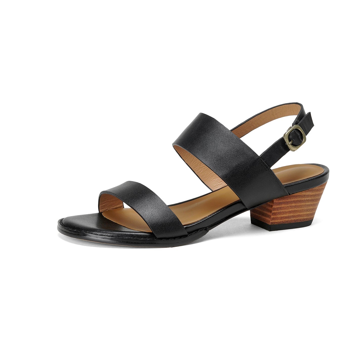 Sandales Artisanales pour Femmes en Cuir Pleine Fleur avec Double Bride et Talon Bloc - IVOIRART.COM