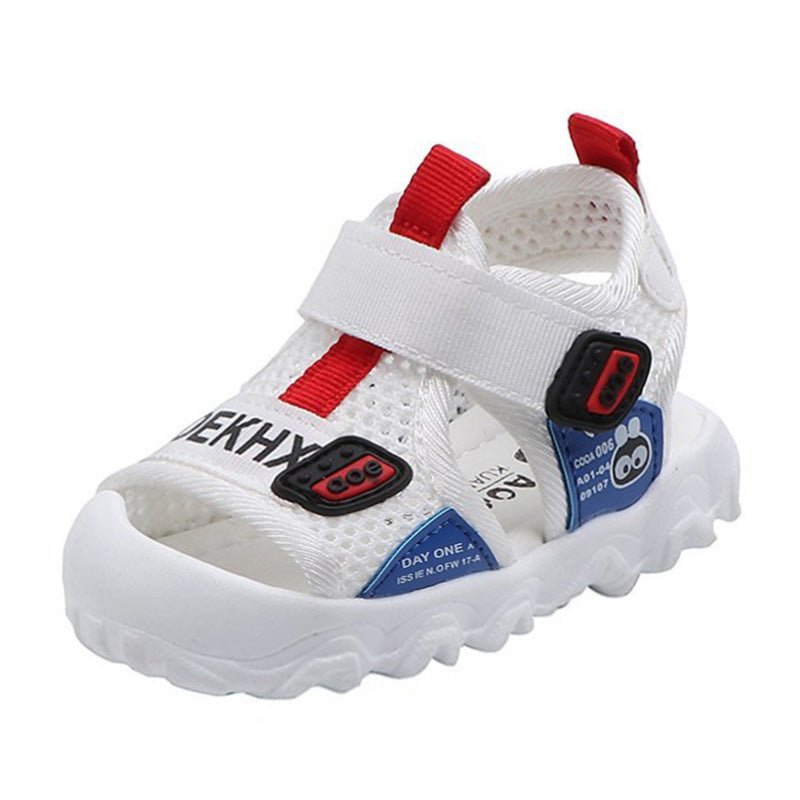 Sandales de plage respirantes blanc bleu gris chaussures bébé antidérapantes - IVOIRART.COM