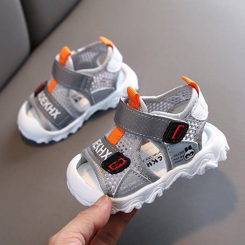 Sandales de plage respirantes blanc bleu gris chaussures bébé antidérapantes - IVOIRART.COM