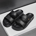 Sandales décontractées et respirantes pour homme, idéales pour la plage noir cuir - IVOIRART.COM