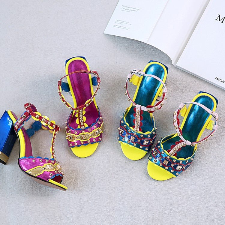 Sandales en cuir grande taille pour femme - Style rétro, talon épais et bride cheville - IVOIRART.COM