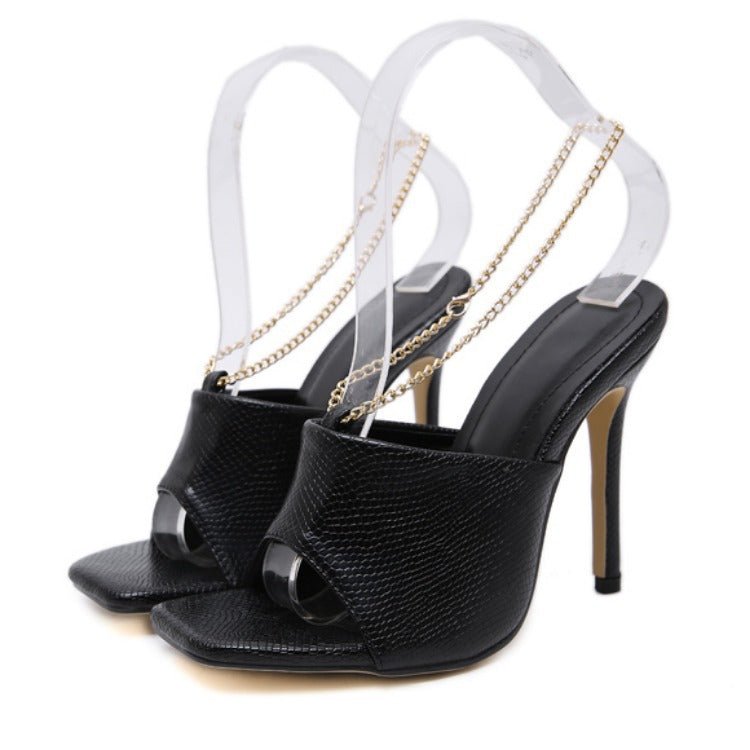 Sandales et Mules à Talons Aiguilles avec Bout Carré pour Femme Élégante - IVOIRART.COM