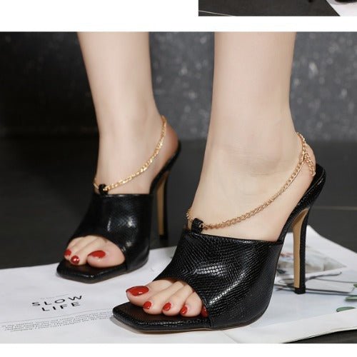 Sandales et Mules à Talons Aiguilles avec Bout Carré pour Femme Élégante - IVOIRART.COM