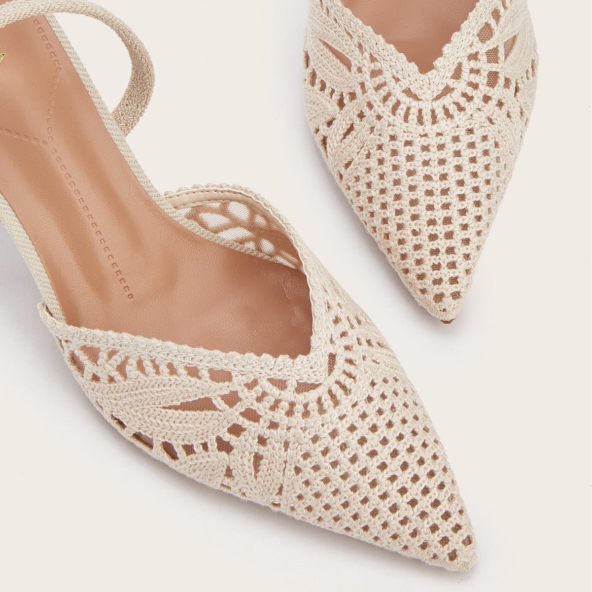 Sandales femme talon haut style français tricotées bout pointu bride arrière été - IVOIRART.COM