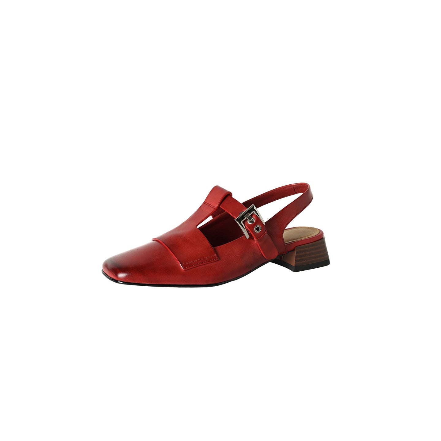 Sandales Mary Jane artisanales pour femmes en cuir pleine fleur, talon bloc carré - IVOIRART.COM