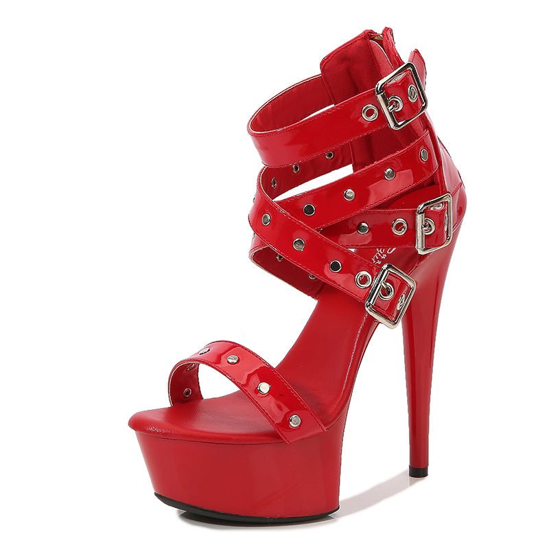 Sandales romaines à enfiler pour femme, ornées de clous, style mode élégante - IVOIRART.COM