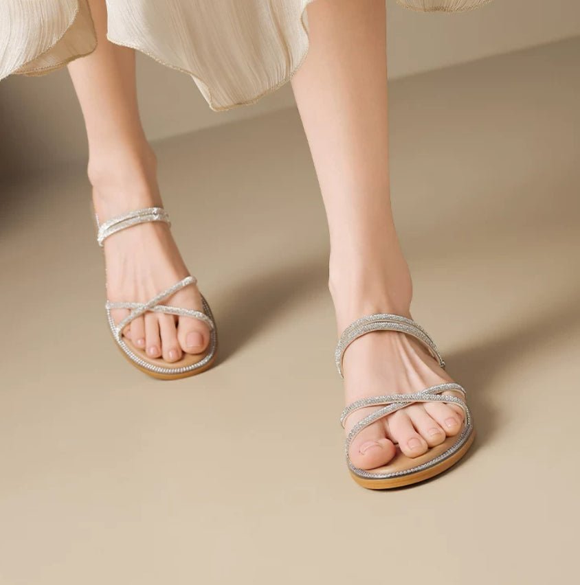 Sandales romaines réversibles élégantes parfaites avec robes et plages - IVOIRART.COM