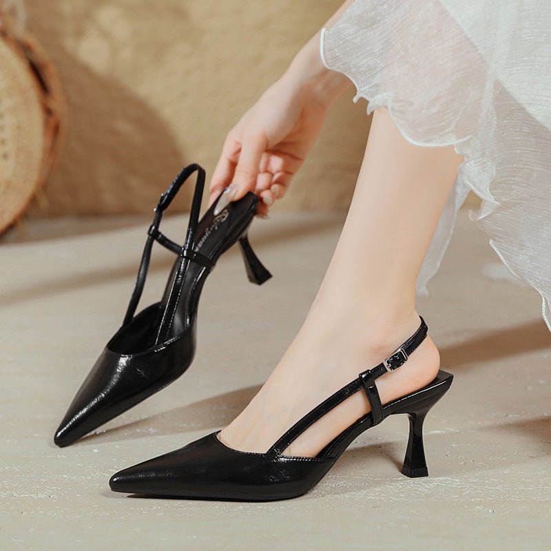 Sandales sexy bordeaux à bout pointu avec bride à boucle élégante - IVOIRART.COM